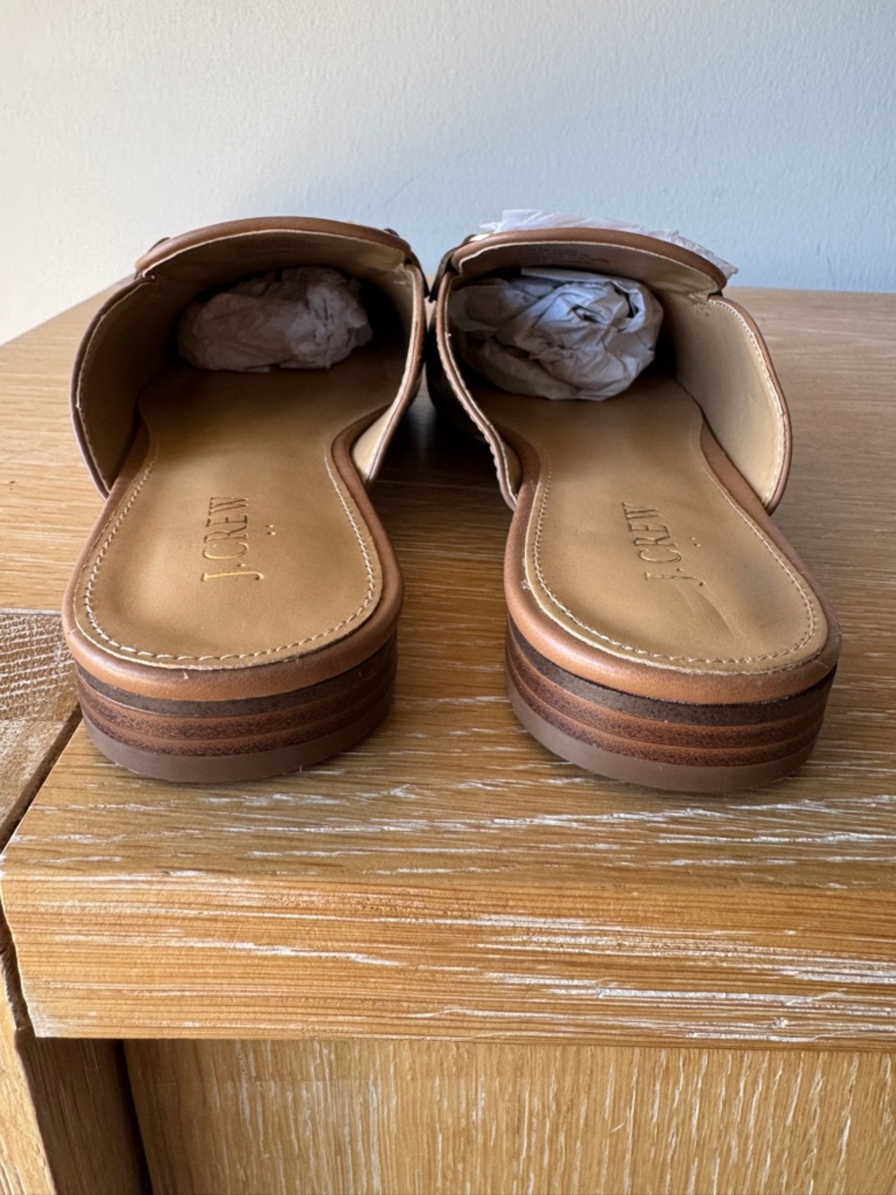 J. CREW FACTORY Women’s Horsebit Bit Loafer Mules Tan Gold Size 9.5 *NOTES* - Picture 5 of 16